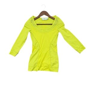 Adidas X Stella McCartney Neon Yellow Mesh Detail Top Size XSmall